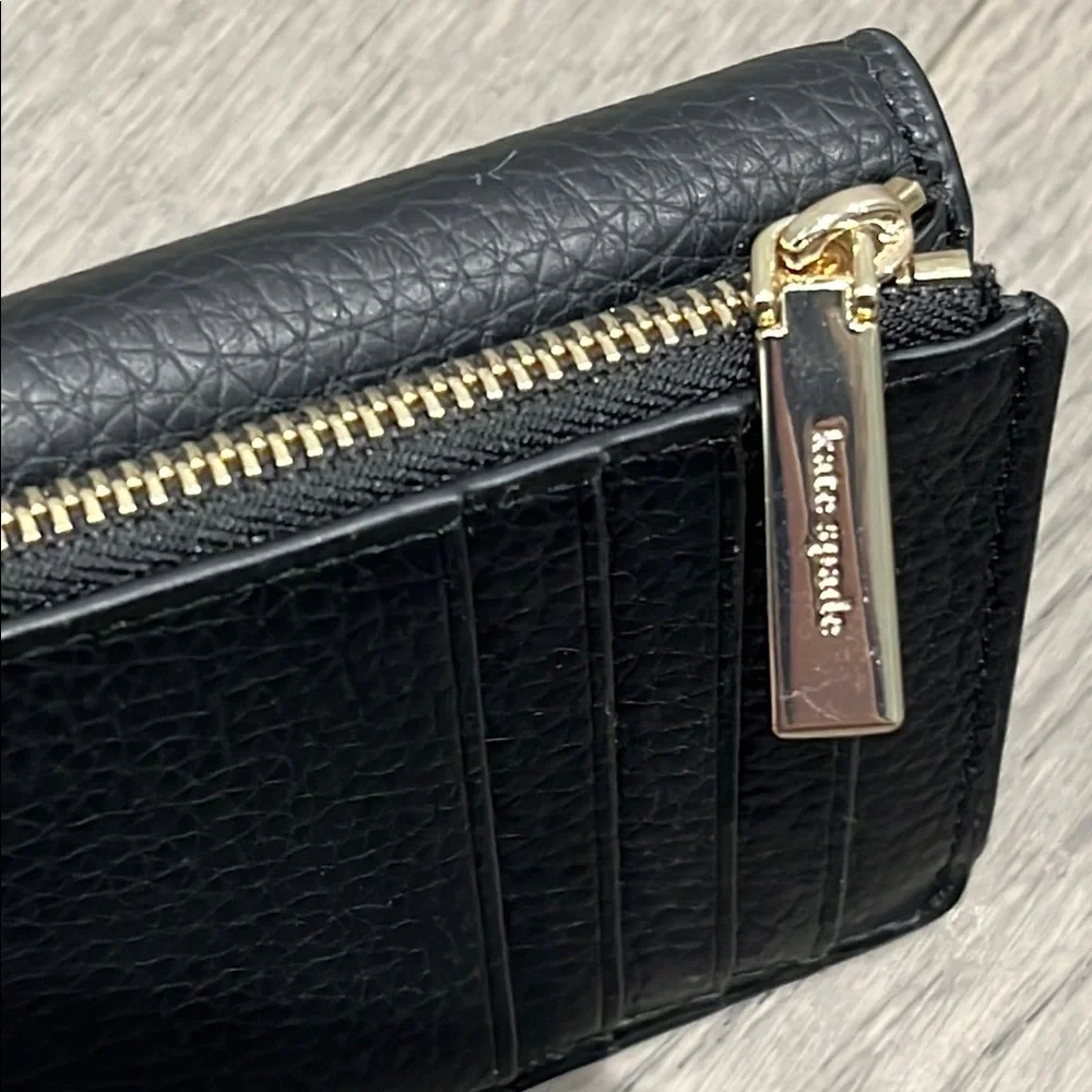 Kate Spade Black Dumpling Pebbled Leather Card Holder Wallet - Picture 4 of 9